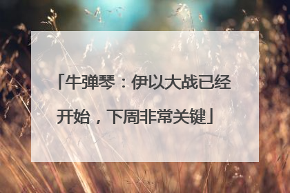 牛弹琴：伊以大战已经开始，下周非常关键