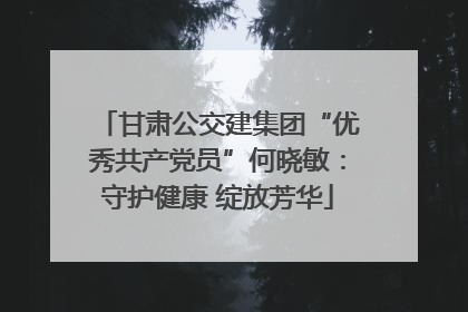 甘肃公交建集团“优秀共产党员”何晓敏：守护健康 绽放芳华