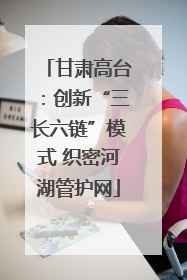 甘肃高台：创新“三长六链”模式 织密河湖管护网