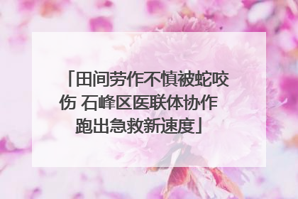 田间劳作不慎被蛇咬伤 石峰区医联体协作跑出急救新速度