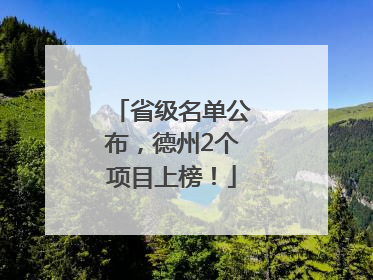 省级名单公布，德州2个项目上榜！