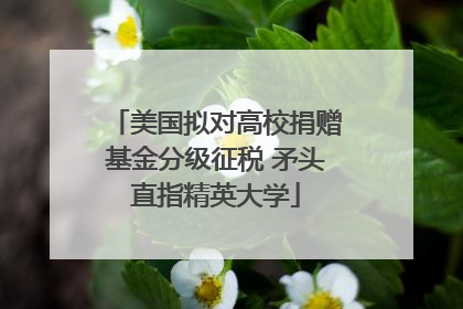 美国拟对高校捐赠基金分级征税 矛头直指精英大学