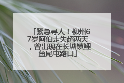 紧急寻人！柳州67岁阿伯走失超两天，曾出现在长塘镇鲤鱼尾屯路口