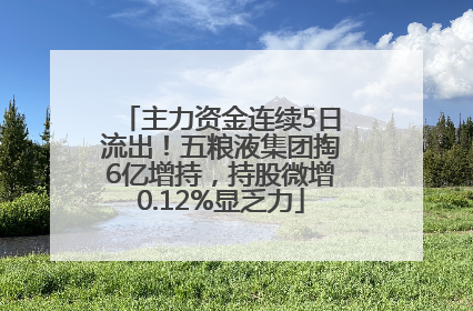 主力资金连续5日流出！五粮液集团掏6亿增持，持股微增0.12%显乏力