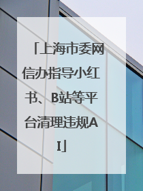 上海市委网信办指导小红书、B站等平台清理违规AI