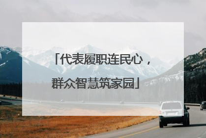 代表履职连民心，群众智慧筑家园