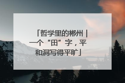 哲学里的郴州｜一个“田”字，平和洞写得平旷