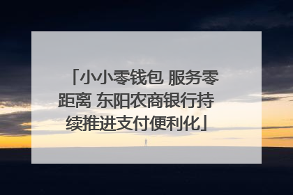 小小零钱包 服务零距离 东阳农商银行持续推进支付便利化