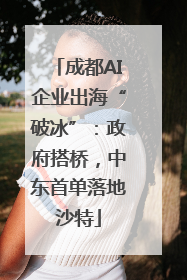 成都AI企业出海“破冰”：政府搭桥，中东首单落地沙特