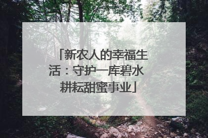新农人的幸福生活：守护一库碧水 耕耘甜蜜事业