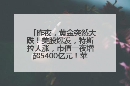 昨夜，黄金突然大跌！美股爆发，特斯拉大涨，市值一夜增超5400亿元！苹果传来大消息