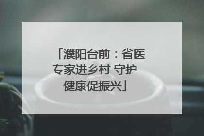 濮阳台前：省医专家进乡村 守护健康促振兴