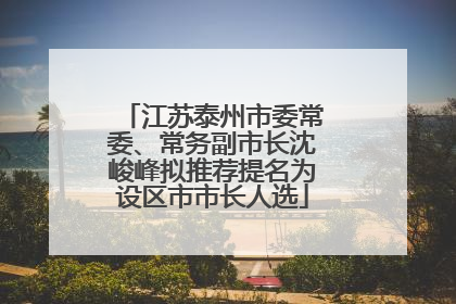 江苏泰州市委常委、常务副市长沈峻峰拟推荐提名为设区市市长人选