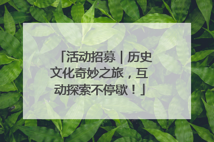 活动招募｜历史文化奇妙之旅，互动探索不停歇！
