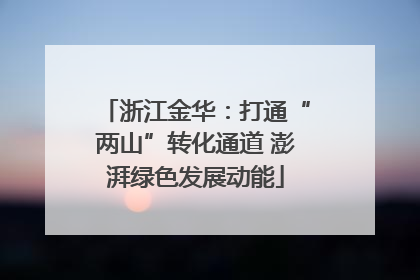 浙江金华：打通“两山”转化通道 澎湃绿色发展动能