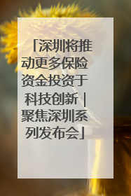 深圳将推动更多保险资金投资于科技创新｜聚焦深圳系列发布会