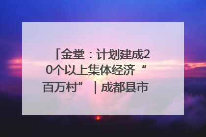 金堂：计划建成20个以上集体经济“百万村”｜成都县市新城高质量发展