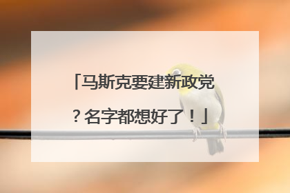 马斯克要建新政党？名字都想好了！