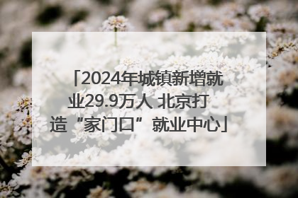 2024年城镇新增就业29.9万人 北京打造“家门口”就业中心